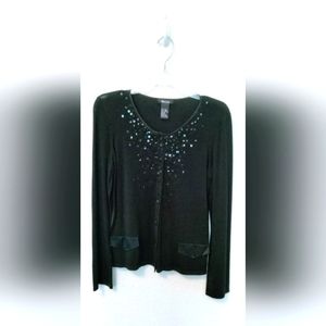 Vintage Classic Black Beliza Button Up Blouse 70%Silk Sz Medium